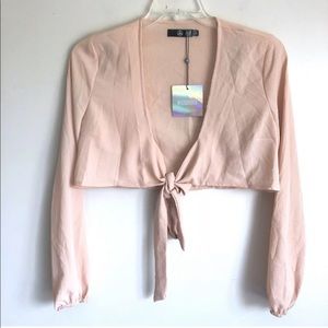 Missguided Tie Front Crop Top Shrug size 8
